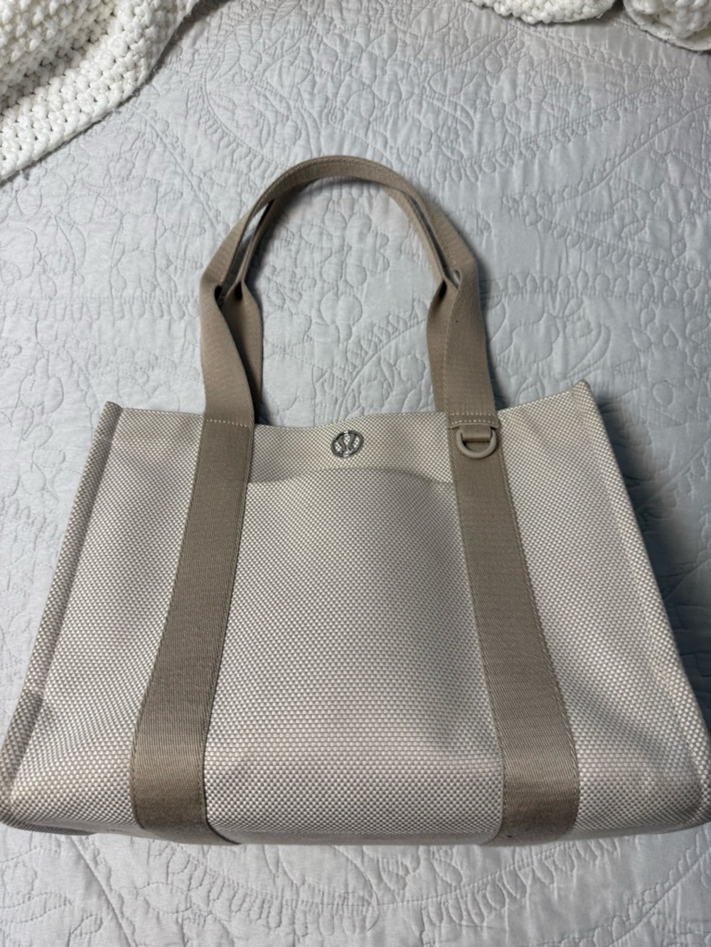 lululemon athletica Neutral Beige and Cream Tote Bag